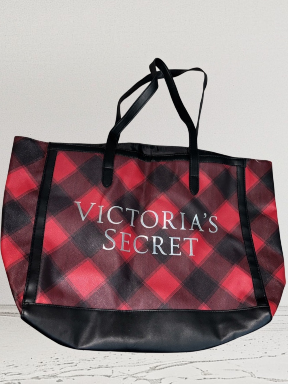 Victoria's Secret Red and Black Plaid Tote